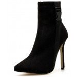 Black Suede Pointed Head Stiletto High Heels Boots Shoes